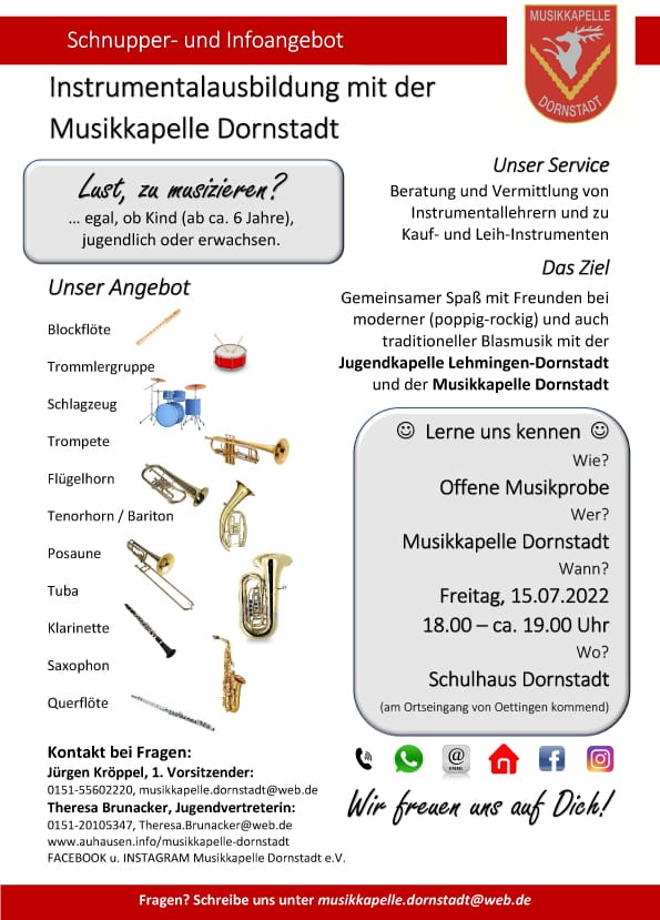 Musikkapelle Dornstadt - Flyer 2