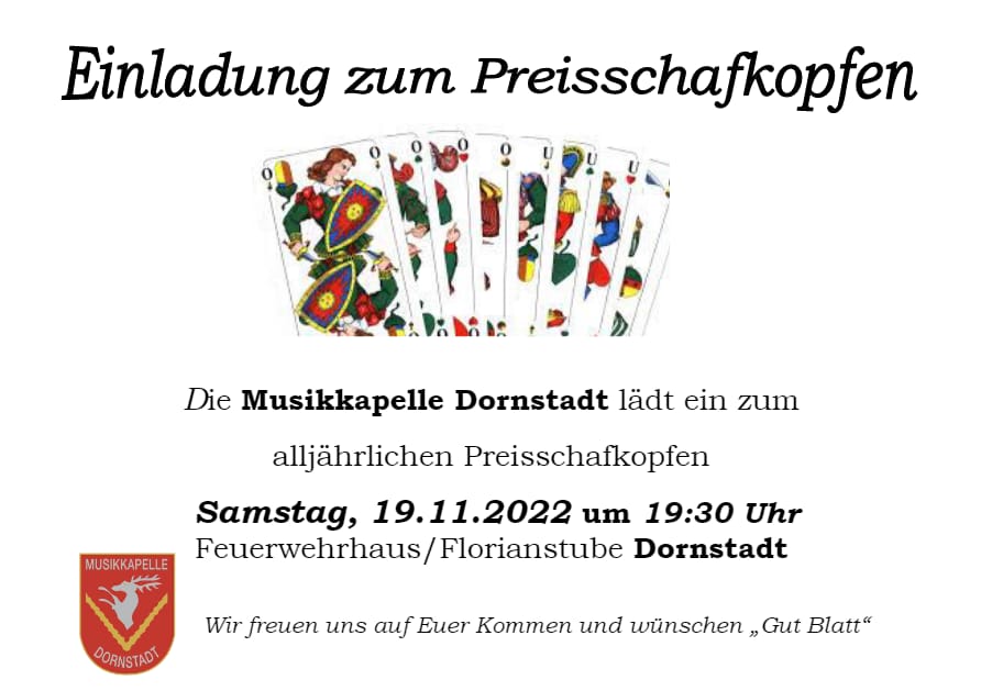 (c) Musikkapelle Dornstadt - Flyer Schafkopfrennen