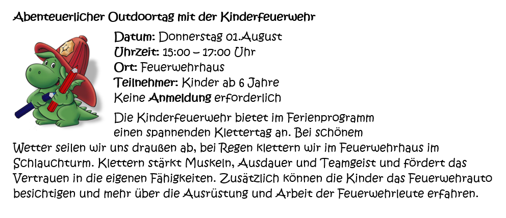 Kinderfeuerwehr Kletteraktion