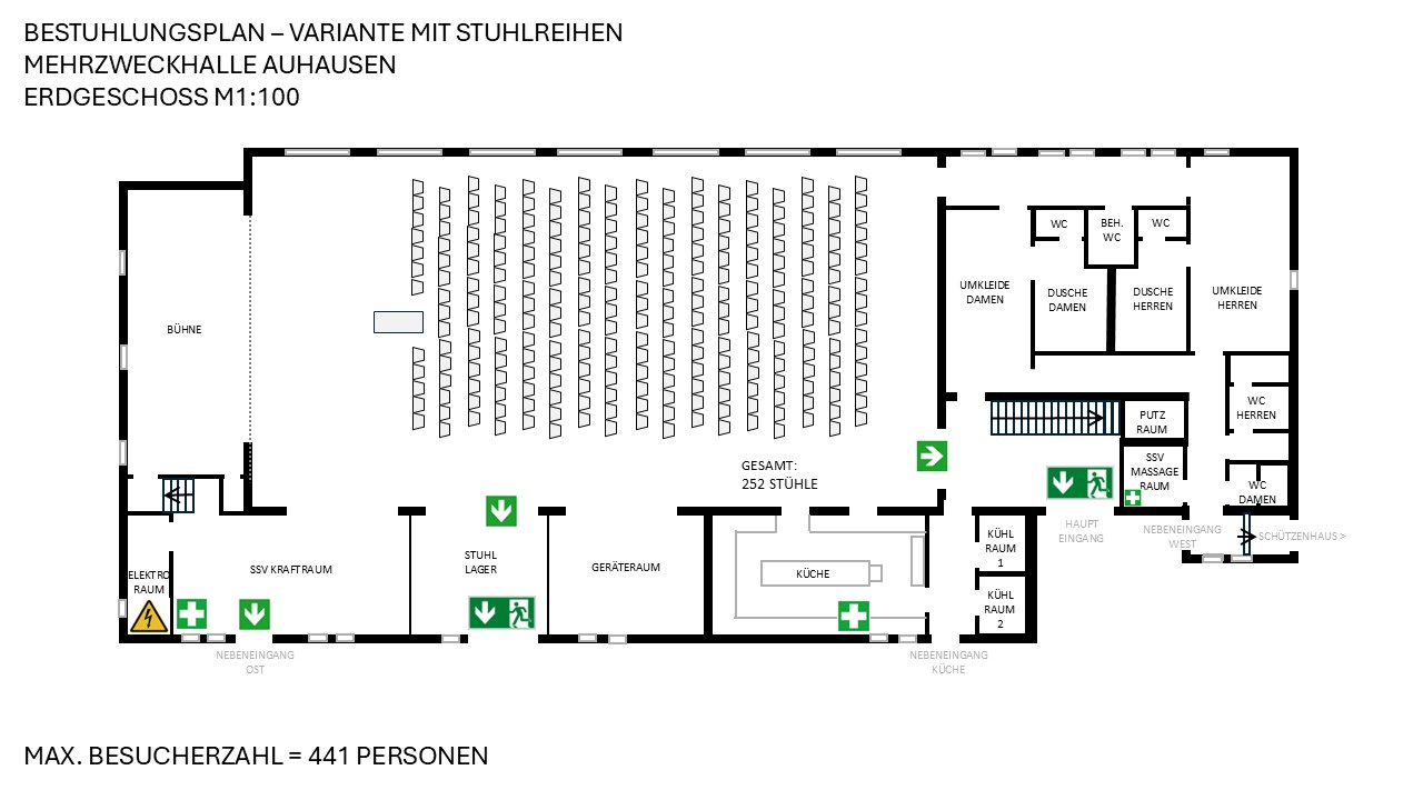 Mehrzweckhalle Auhausen - Best&uuml;hlungsplan Reihen