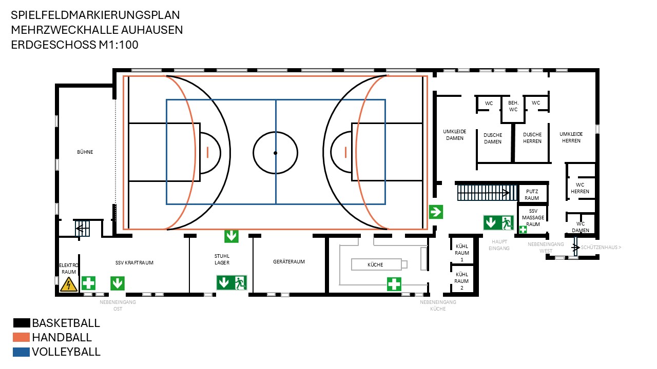 Mehrzweckhalle Auhausen - Spielfeldmarkierungsplan