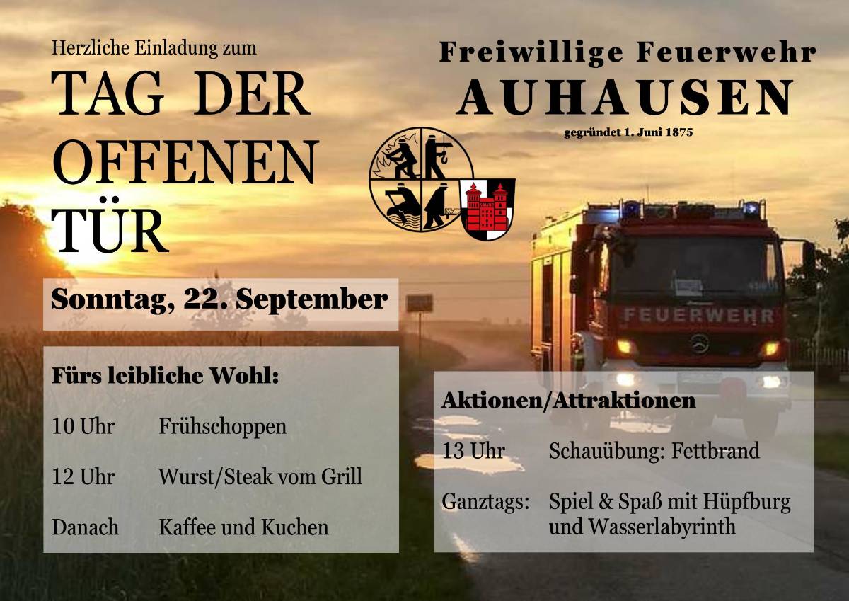 Flyer FFW Auhausen - Tag der offenen Tür 2019