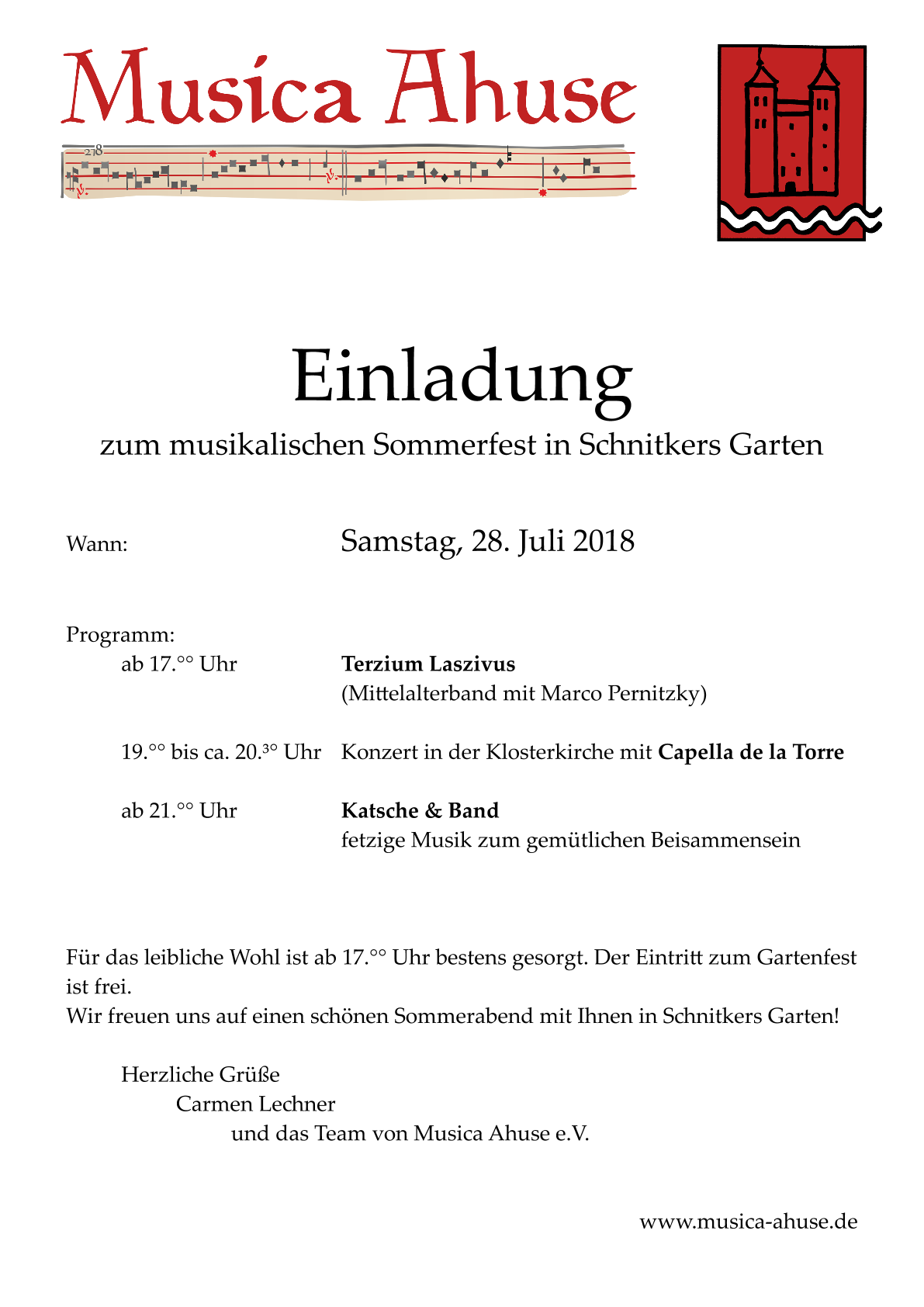 (c) musica-ahuse - Einladung zum Sommerfest