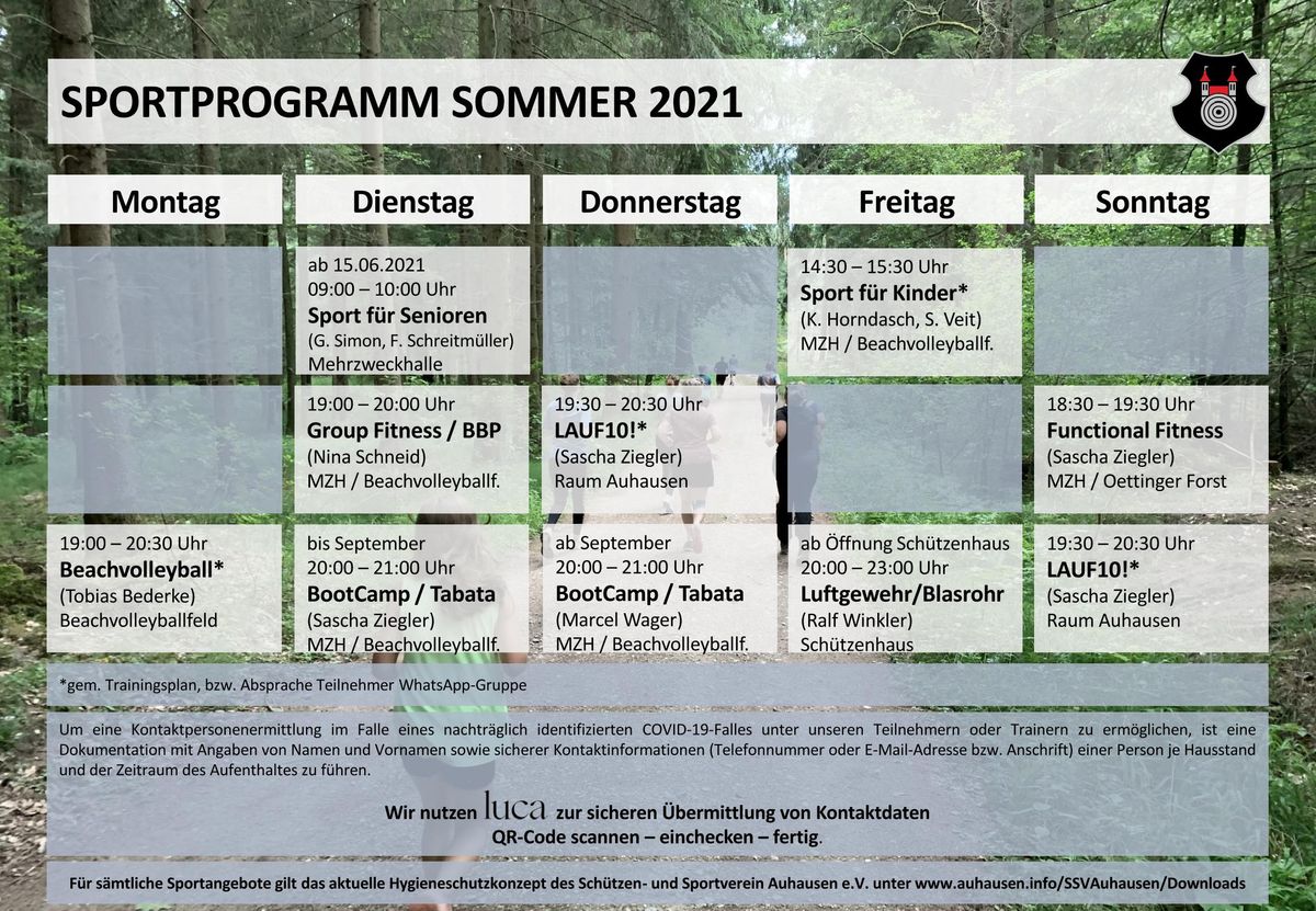 SSV Auhausen - Sportprogramm Sommer 2021