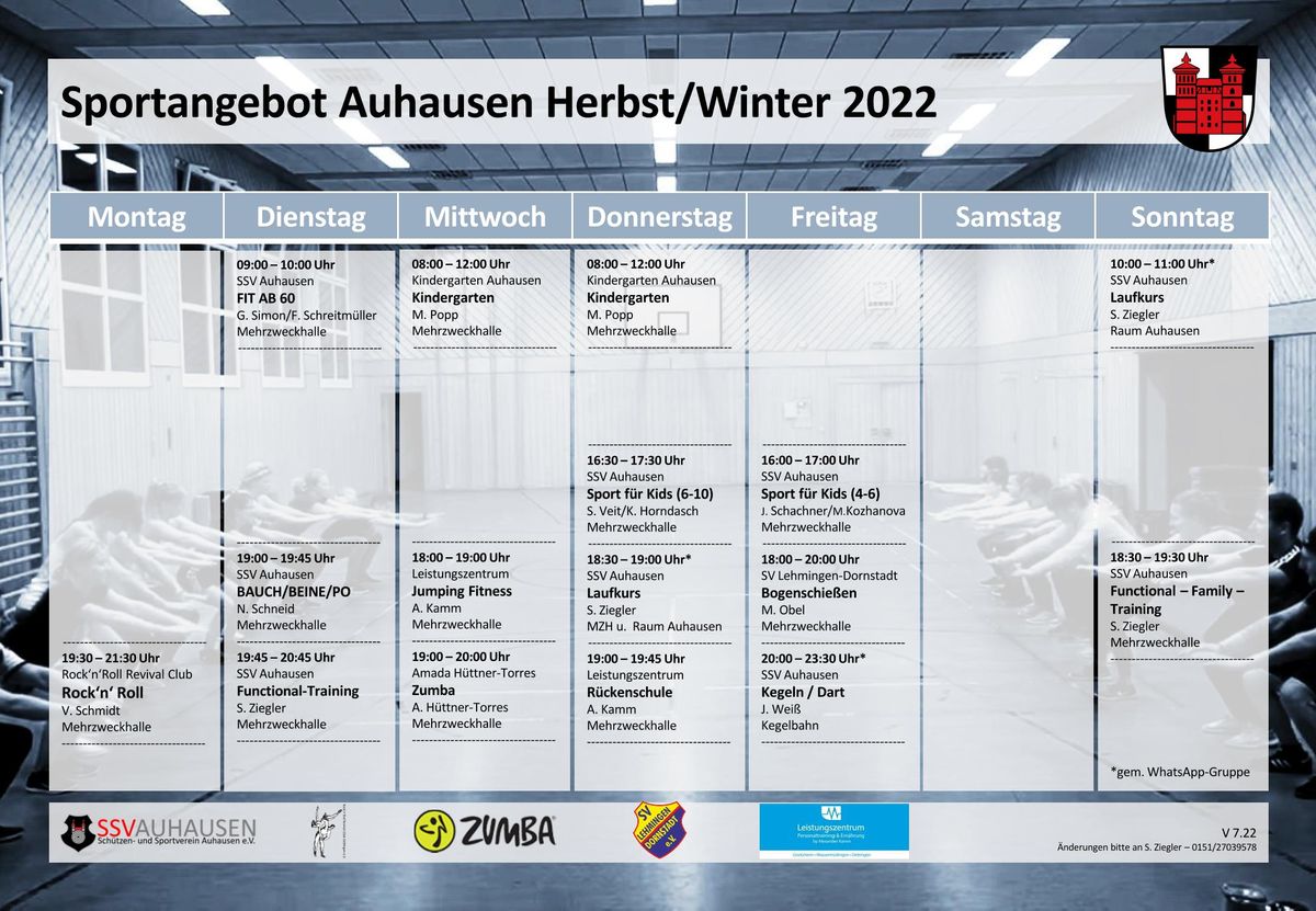 Flyer Sportangebot Auhausen Herbst/Winter 2022